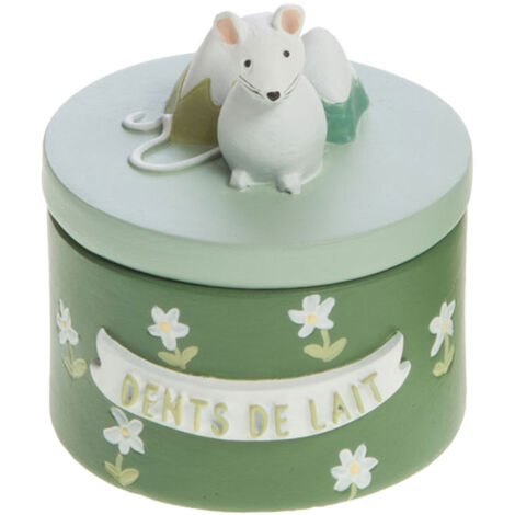Petite boîte en résine à dents de lait verte sapin (1/3)