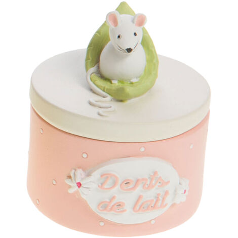 Petite boîte en résine à dents de lait rose souris (1/3)