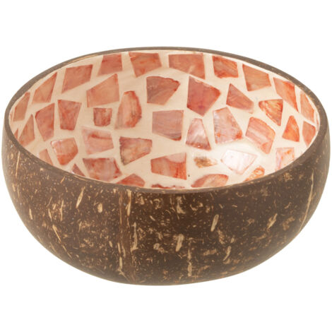 Bol déco coco mosaïque en coquillage rose (1/2)