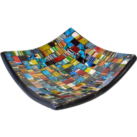 Coupelle vide-poche artisanale bleu, rouge et jaune (1/2)