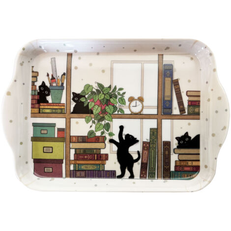 Mini plateau en mélamine chatons dans la bibliothèque 21 cm (1/2)