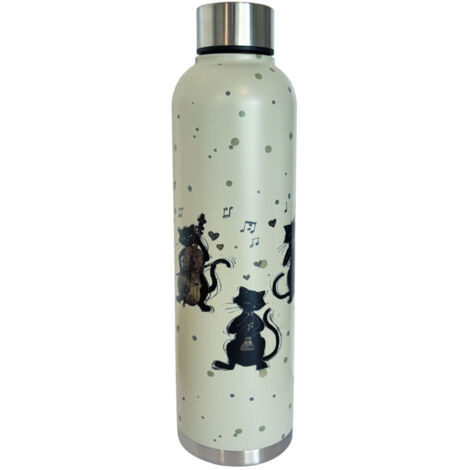 Bouteille isotherme beige en inox chat musicien 750 ml (1/3)
