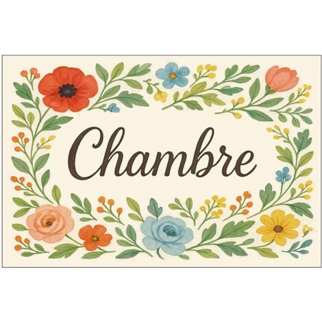 Plaque de porte fleurie en métal Chambre