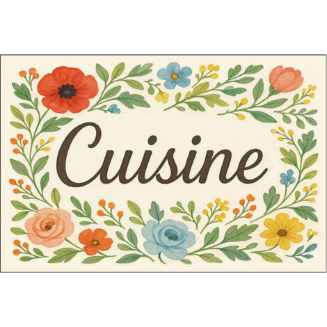 Plaque de porte en métal cuisine fleurie (1/2)