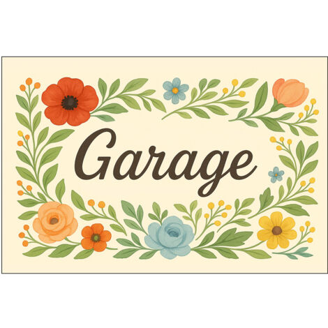 Plaque de Porte Fleurie en Métal Garage (1/2)