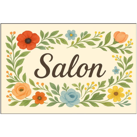 Plaque de Porte Fleurie en Métal Salon (1/2)
