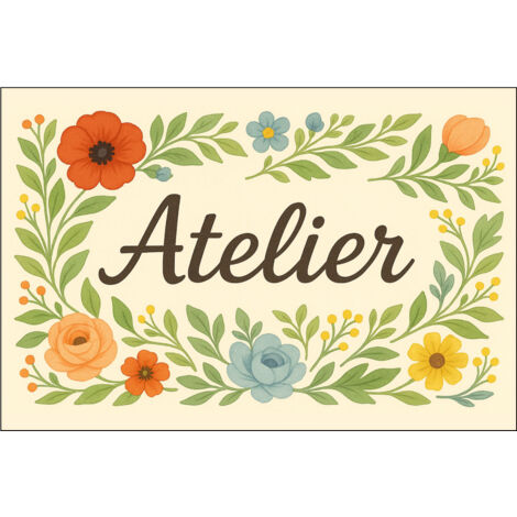 Plaque de Porte Fleurie en Métal Atelier (1/2)