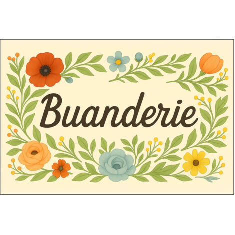 Plaque de Porte Fleurie en Métal Buanderie (1/2)