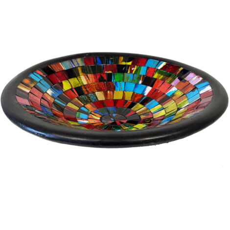 Coupelle vide-poche ronde artisanale rouge, bleu et jaune (1/2)