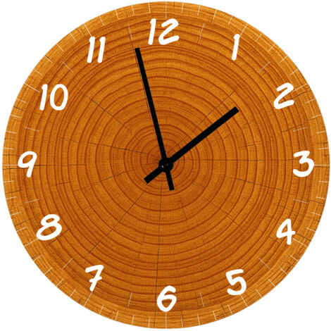 Horloge en verre tranche de bois 29 cm (1/2)
