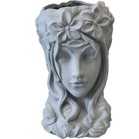 Cache pot visage féminin gris (1/2)