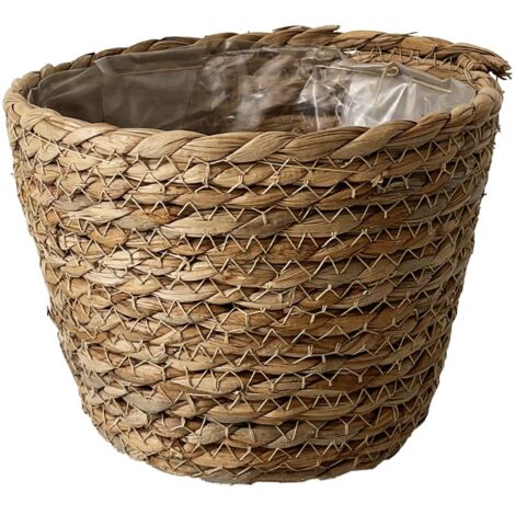 Cache pot de fleurs en osier texturé