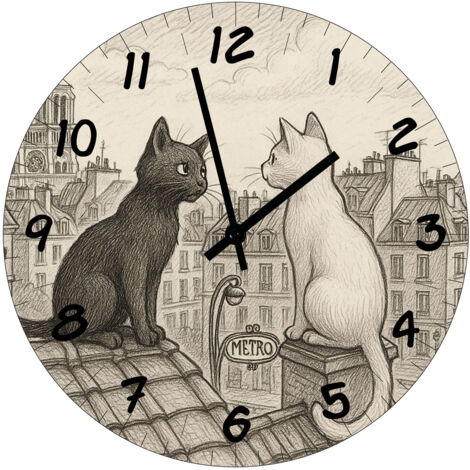 Horloge en verre chats de Paris (1/2)