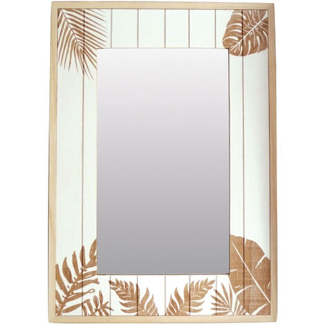 Miroir rectangulaire en bois motif feuillage