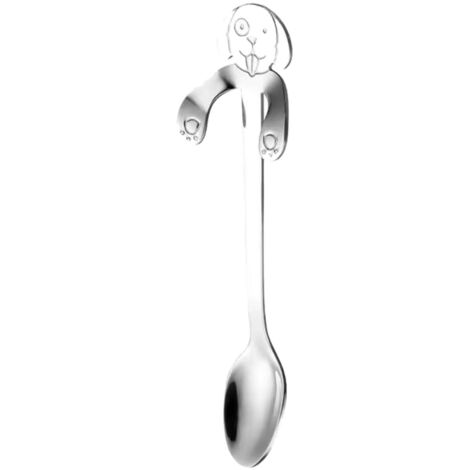 Cuillère en inox argenté en forme de chien (1/3)