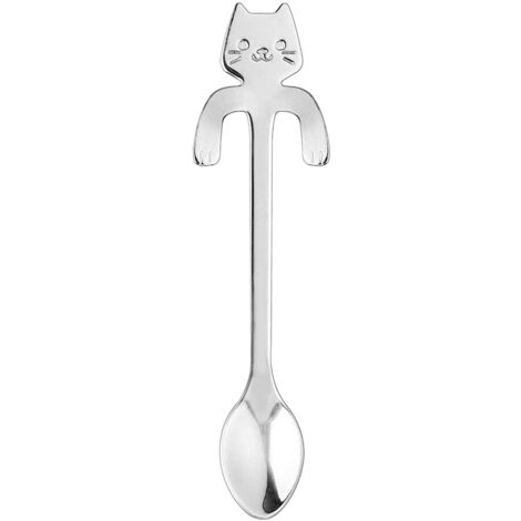 Cuillère en inox argenté en forme de chat (1/3)