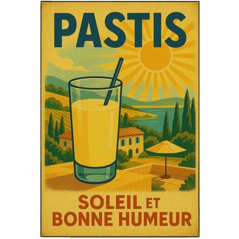 Plaque Métal Place Du Pastis 20x15 - Les Plaques/Plaques 15x20 Cm - Nostalgic-deco