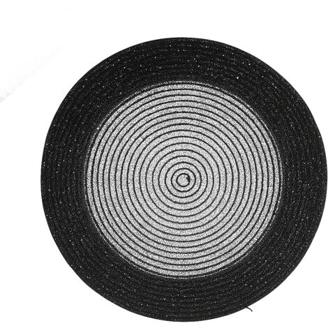 Set de table noir rond à paillettes 38 cm (1/2)