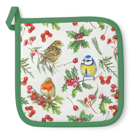 Manique de cuisine oiseaux dhiver 20 x 20 cm (1/2)