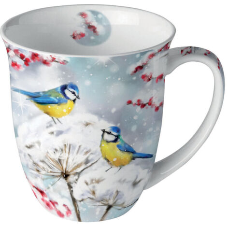 Mug en porcelaine fine Mésanges dHiver  0,4 litre