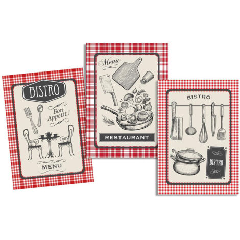 Lot de 3 torchons Bistro 50 x 70 cm (1/4)