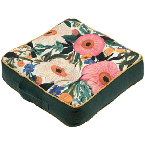Coussin de sol fleuri vert 40 cm (1/3)