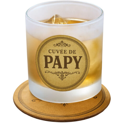 Verre avec sous-verre cuvée de papy (1/4)