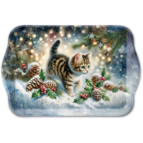 Mini plateau de Noël Chaton dans la neige (1/2)