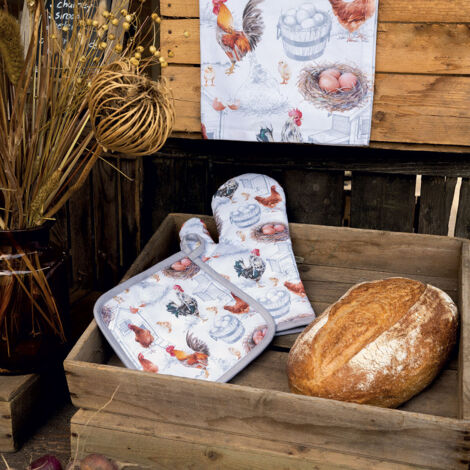 AUBRY Manique Coton Poule Vichy Rouge - 20x20 Cm, Design Traditionnel