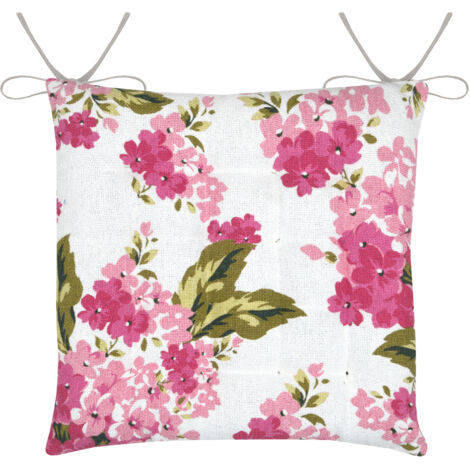 Galette de chaise florale pour décoration printanière Rose 38x38 cm