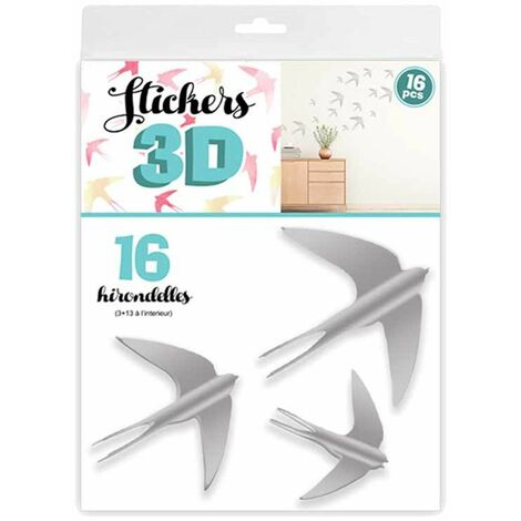 16 Adhésifs décoratifs 3D Hirondelles (1/2)