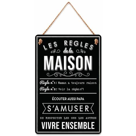 Plaque à suspendre relief - Règles de la Maison 30 cm (1/2)