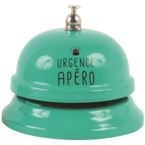 Cloche de table verte en métal – Message ludique pour apéritif – Format compact 6 cm de hauteur – Accessoire déco amusant – La Chaise Longue