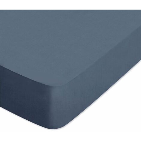 Drap housse uni 140 x 190 cm - Blue Jean