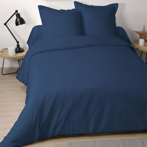 Drap housse uni 140 x 190 cm - Blue Jean