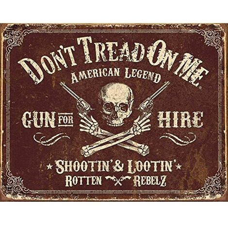 Plaque métallique Rectangulaire Gun for Hire 40.5 x 31.5 cm