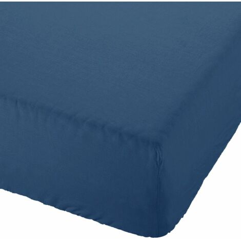 Drap housse Azur en percale de coton 80 fils 90 x 190 x 30 cm (1/2)