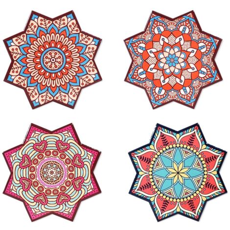 Set de 4 sous-verres forme Etoile motif Mandala (1/3)