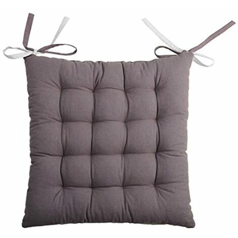 Coussin de chaise bicolore réversible en coton gris et perle