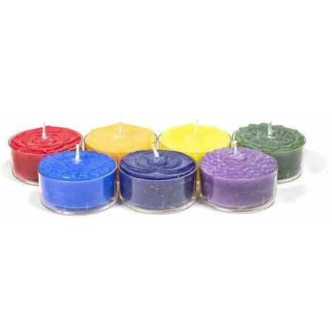 Set cadeau chakras avec 7 bougies chauffe-plat parfumées (1/2)