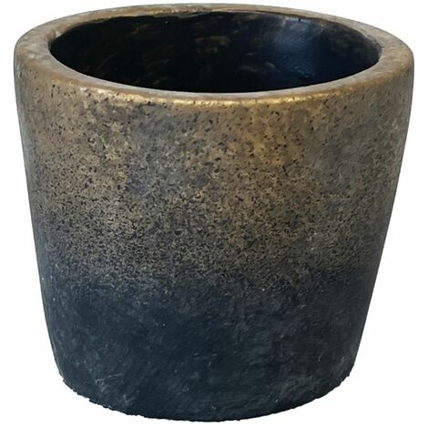 Cache-pot en ciment gris et or – Dimensions 6.8cm de hauteur et 7.9cm de diamètre – Pour décoration intérieure moderne – Zen Et Ethnique