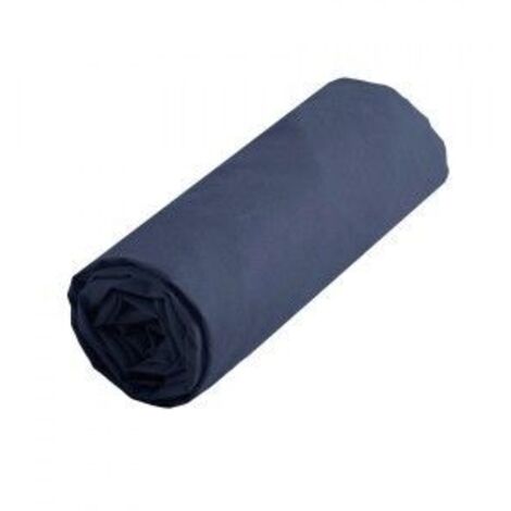 Drap housse uni 160 x 200 cm - Blue Jean (1/3)