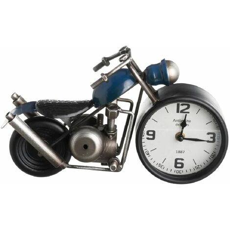 Pendule en métal forme Moto couleur bleue 32 cm (1/4)