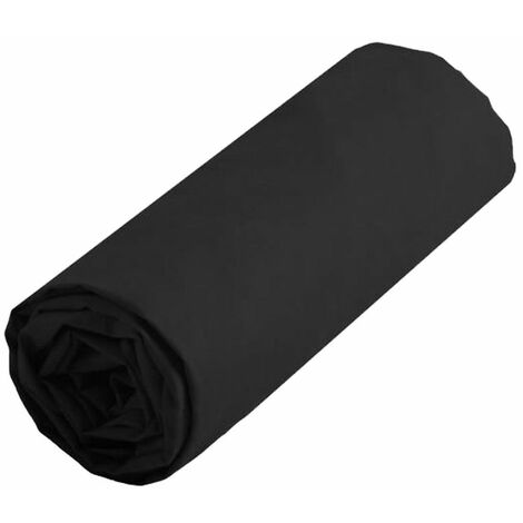 Drap housse uni 160 x 200 cm - Noir (1/3)