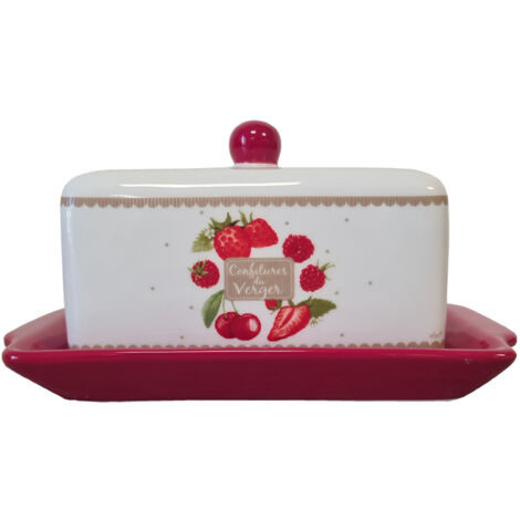 Beurrier en céramique - Fraises