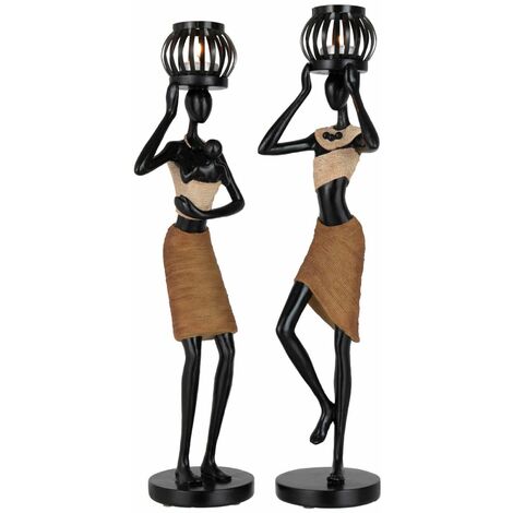 Set de 2 photophores figurines Africaines