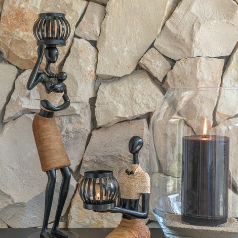 Set de 2 photophores figurines Africaines