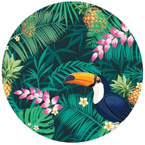Set de table rond motif feuillage et toucan (1/2)
