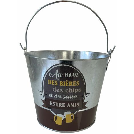 Seau à bière Entre amis en métal aspect zinc (1/2)