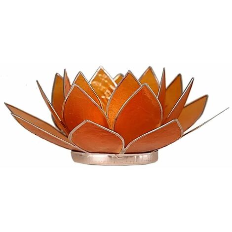 Porte Bougie Fleur de Lotus Orange et argent 2nd chakra (1/2)
